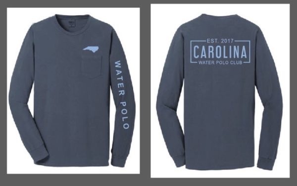 CWPC Long Sleeve Pocket Tee - Denim Blue with Light Blue Logo